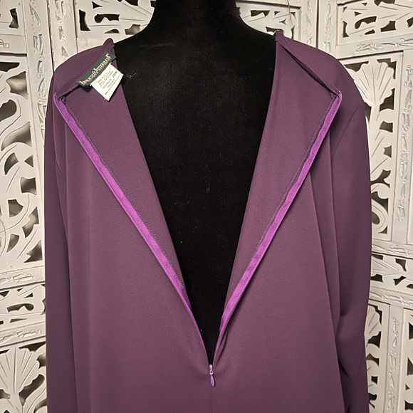 HARVE BENARD VINTAGE PERFECT PLUM PURPLE ZIP UP LONG SLEEVE PLUS MIDI DRESS - Picture 10 of 10